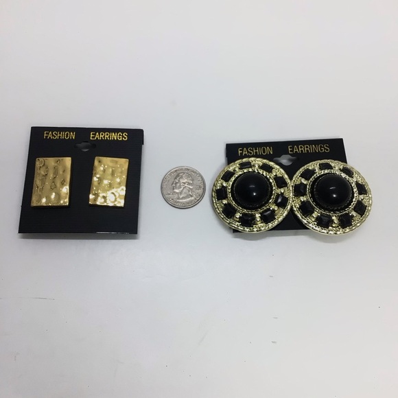 (2) Pairs Chunky Statement Clip-on Earrings Lot 4 - Picture 5 of 6